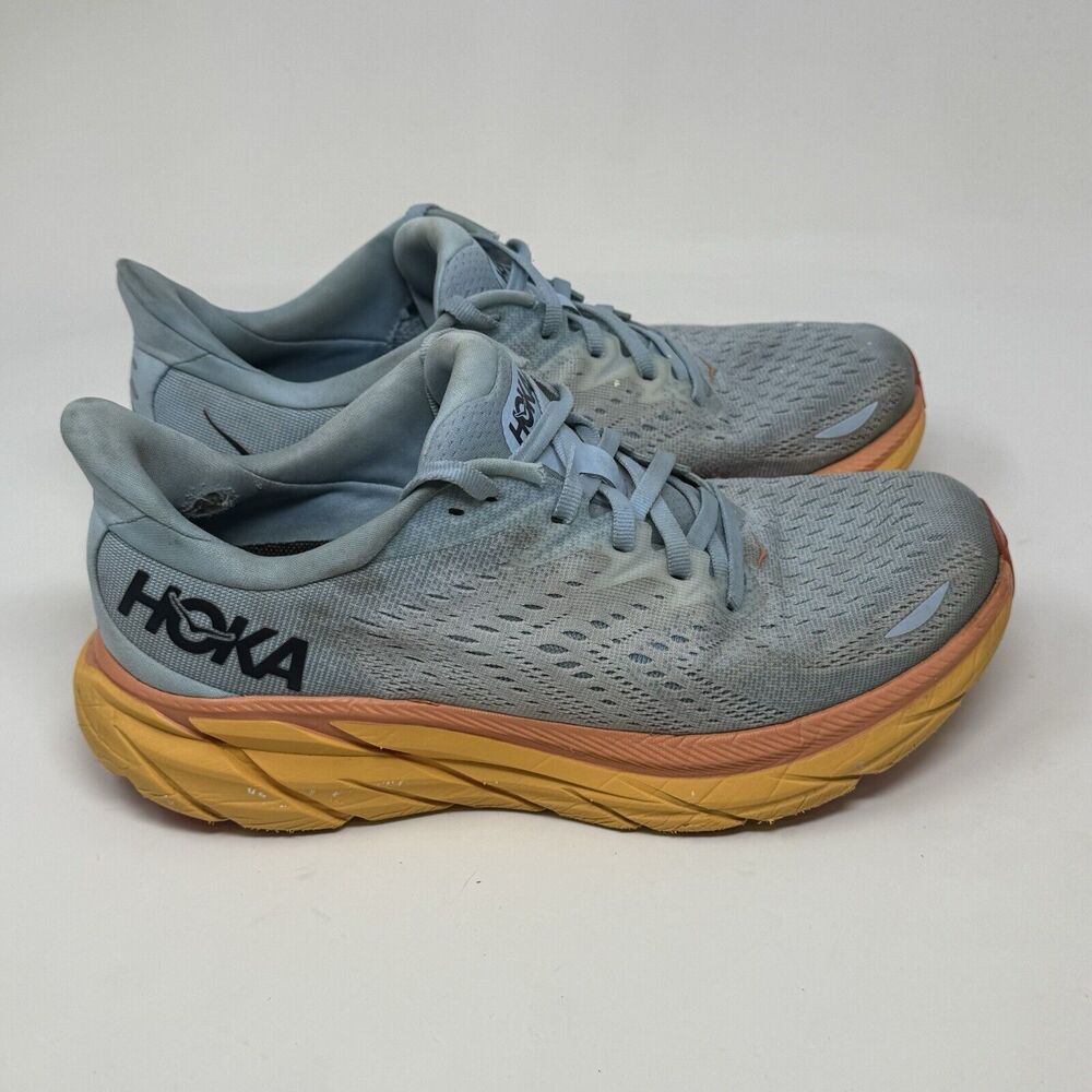 Hoka One One Clifton 8 Womens 9 Blue Mesh Running Walking Shoes Sneakers
